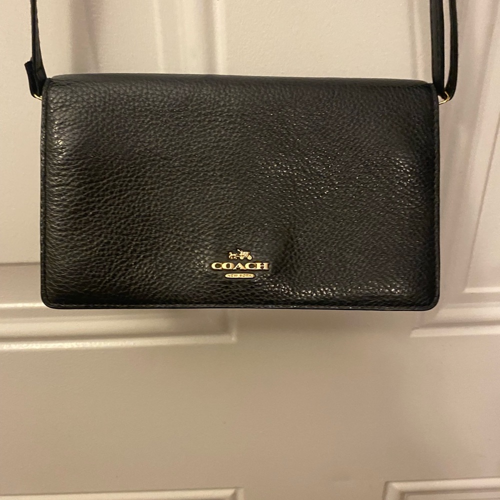 Coach Pebbled Black Leather Crossbody Bag